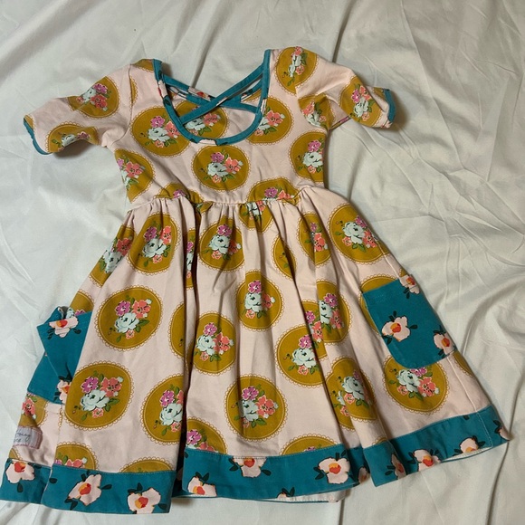 SWEET HONEY Boutique DRESS PINK/TURQUOISE SIZE 3T Floral Cottagecore Shabby Chic - Picture 11 of 13